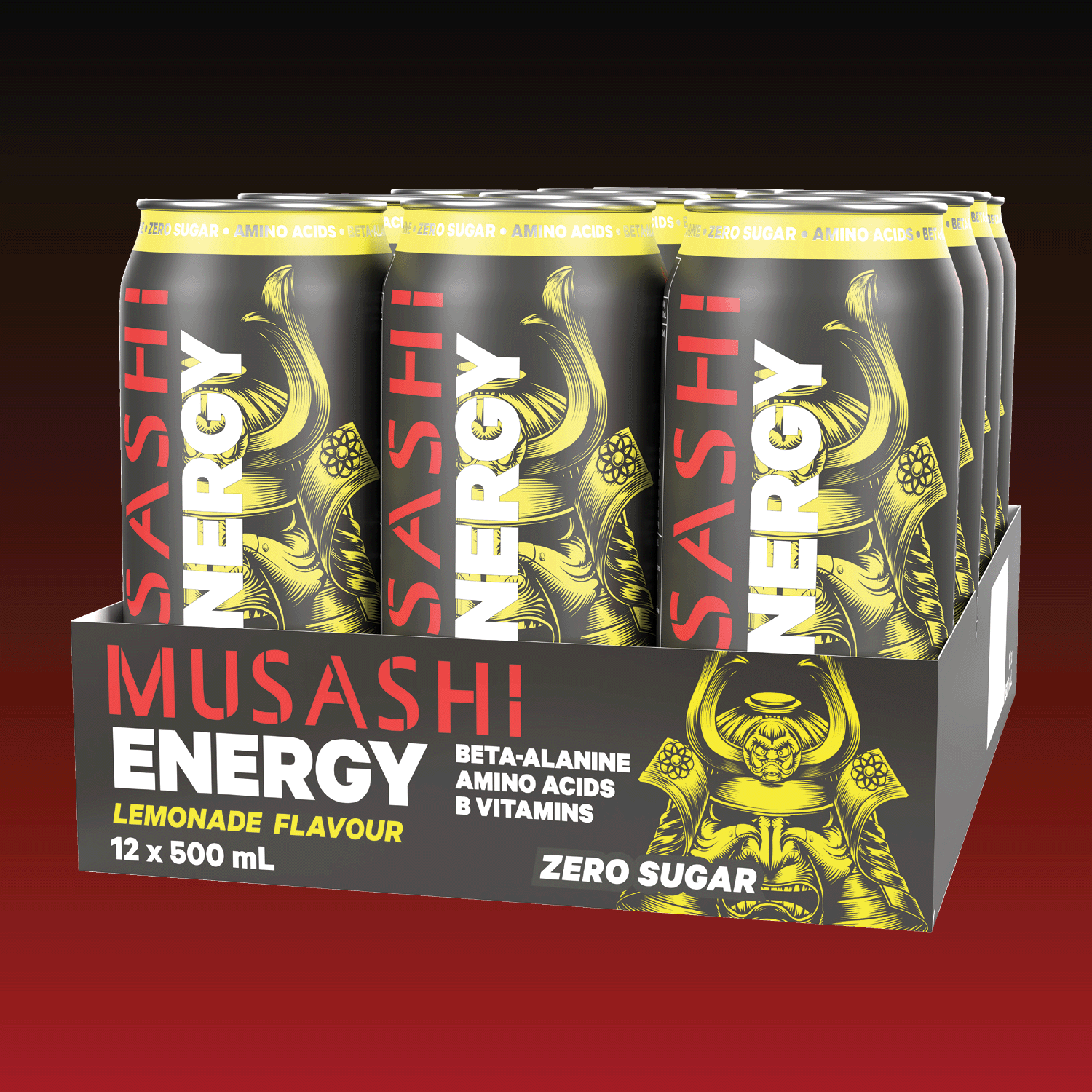 Musashi Energy Drink Lemonade 12 x 500ml – Sports Energy Drink Can