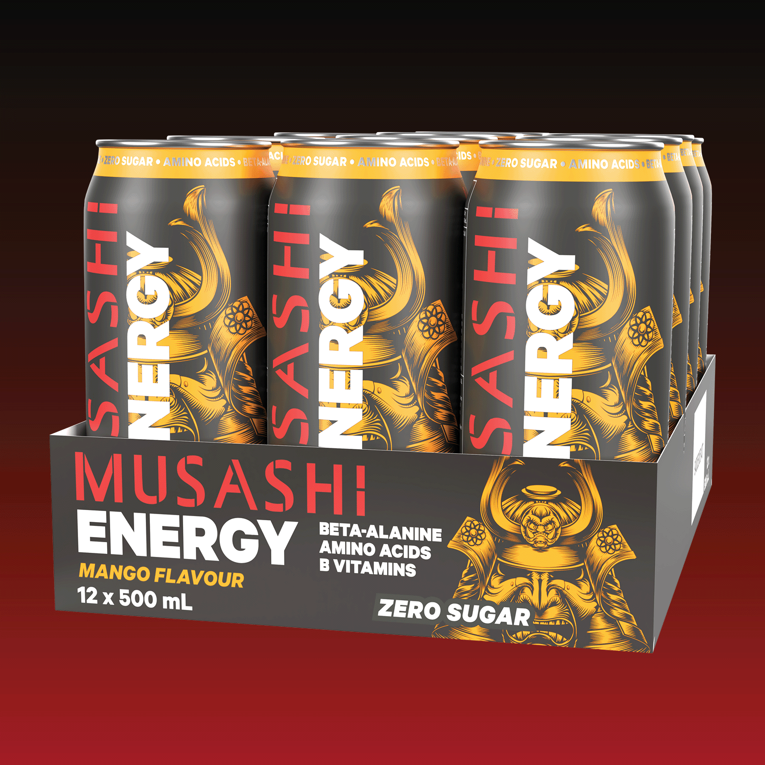 Musashi Energy Drink Mango 12 x 500ml – Sports Energy Drink Can