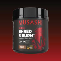 Musashi Shred & Burn Chocolate 340g – Lean Protein Powder