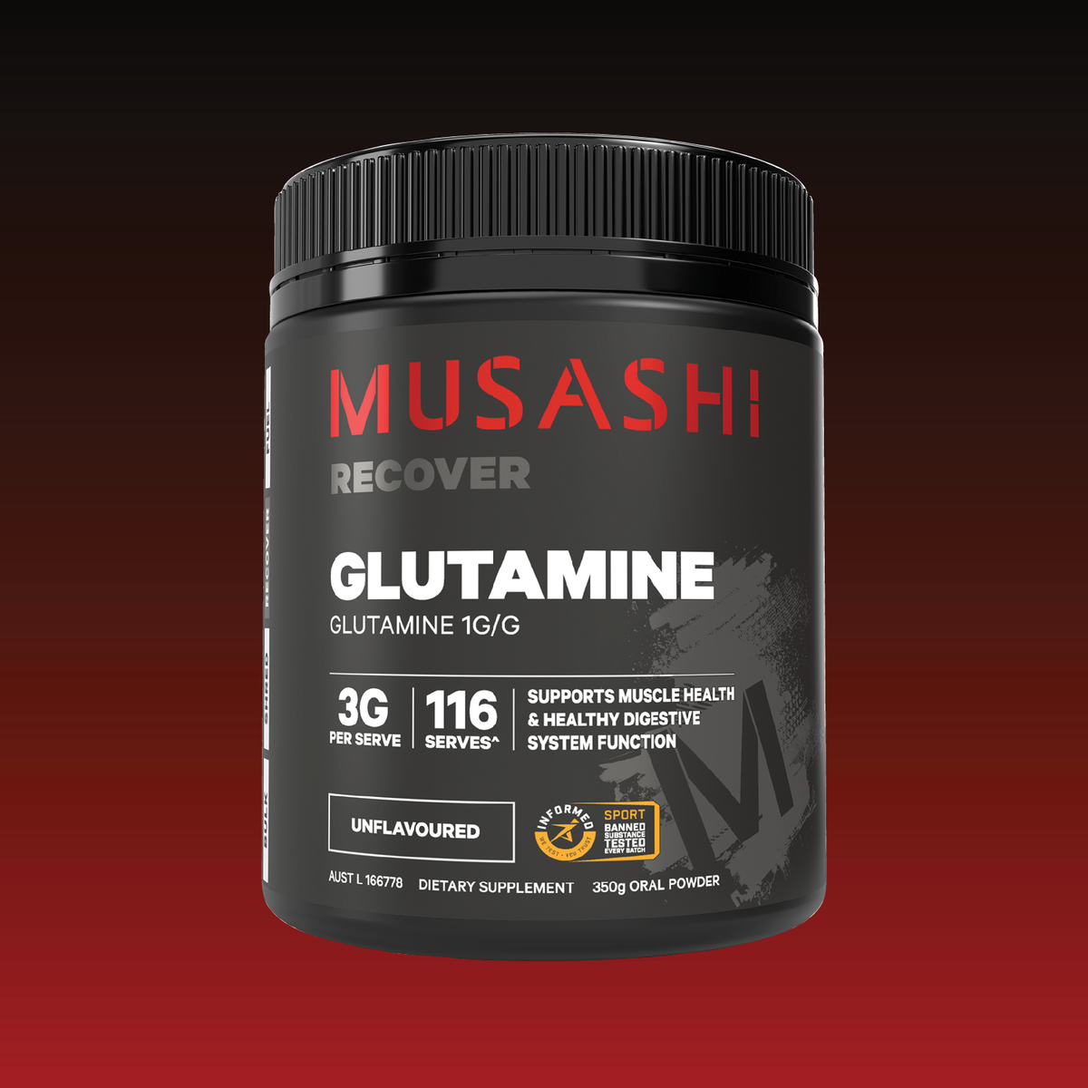 Musashi Glutamine Unflavoured 350g – Unflavoured Glutamine Powder