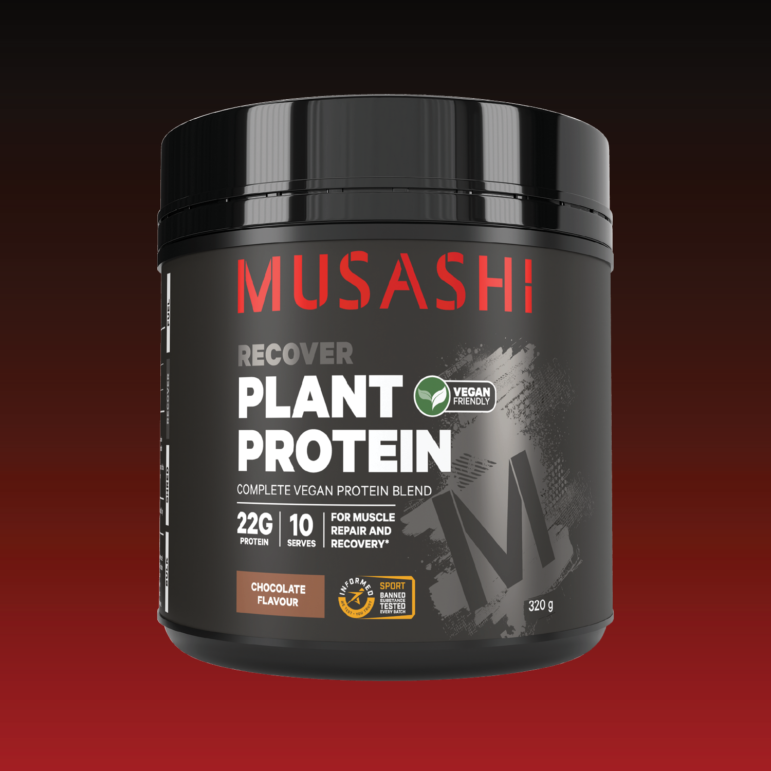 Musashi Plant Protein Chocolate 320g – Vegan Plant-Based Protein Powder