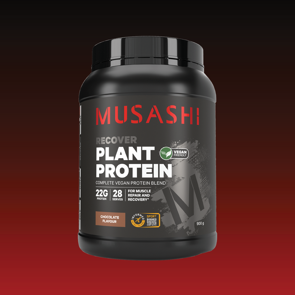 Musashi Plant Protein Chocolate 900g – Vegan Plant-Based Protein Powder