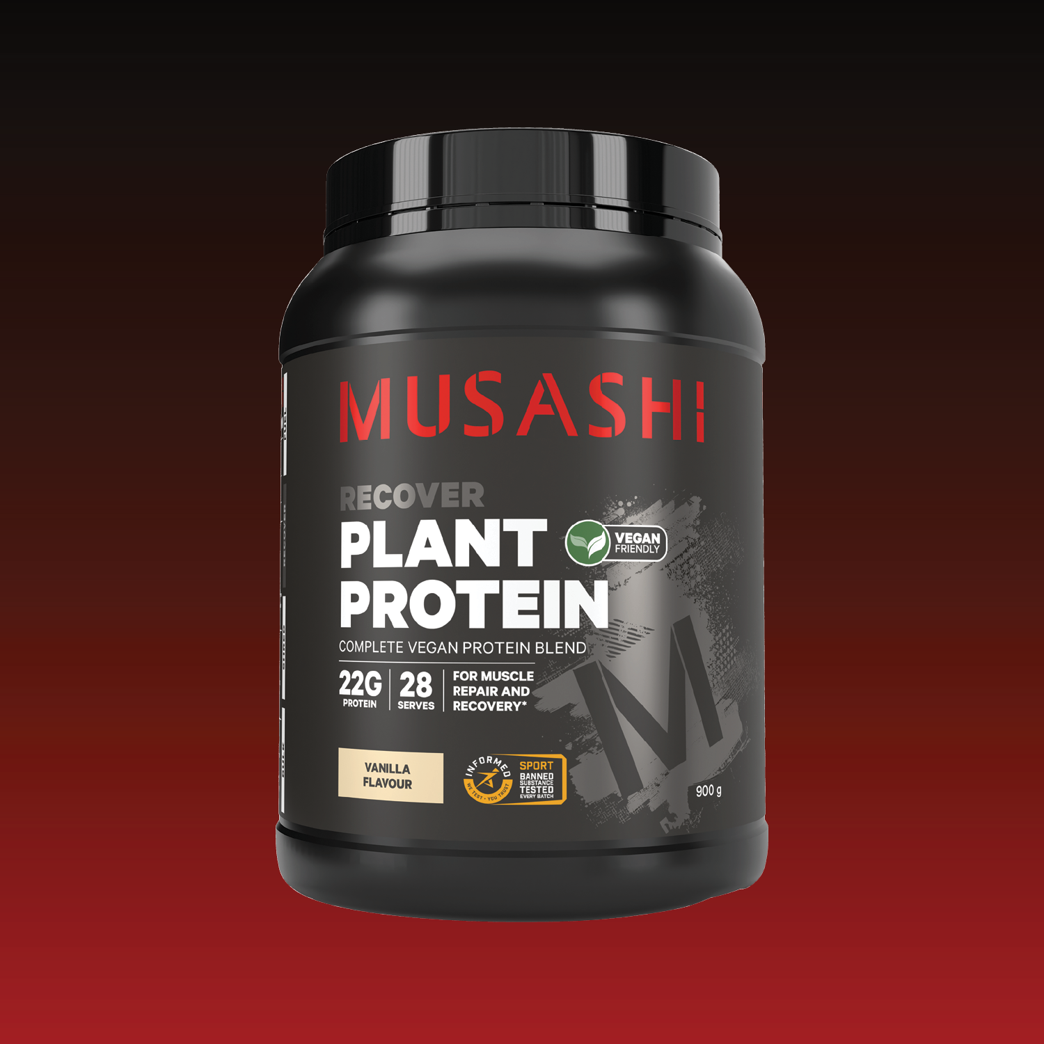 Musashi Plant Protein Vanilla 900g – Vegan Plant-Based Protein Powder
