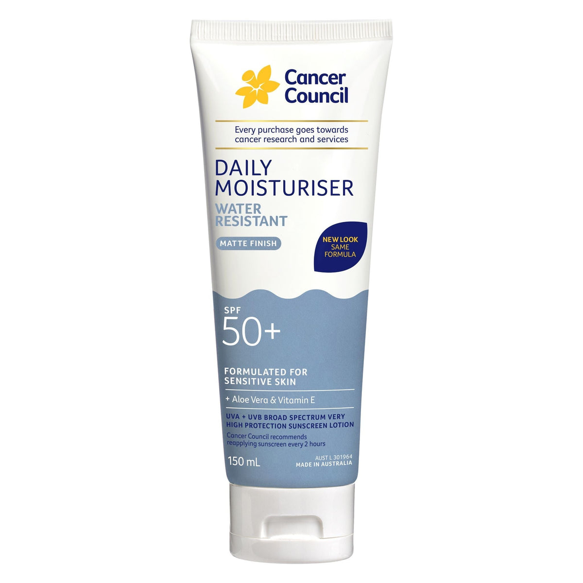 Cancer Council Face & Body Moisturiser SPF50+ 150mL Water Resistant