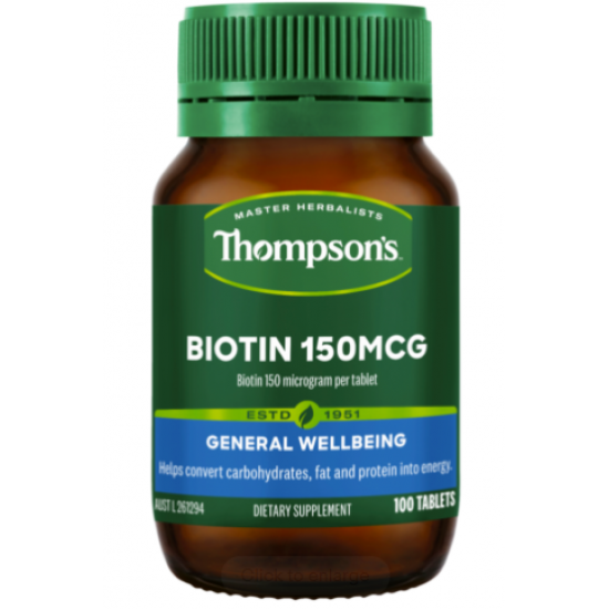 Thompson Biotin 150mcg for Healthy Hair and Skin - 100 Tablets biotin supplements,healthy hair,optimized,skin health,Thompson Biotin