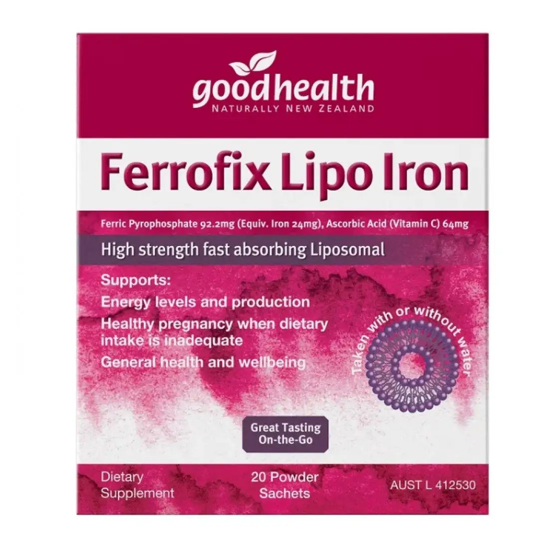 Good Health Ferrofix Lipo Iron Energy and Pregnancy Support Dietary Supplement 20 Sachets