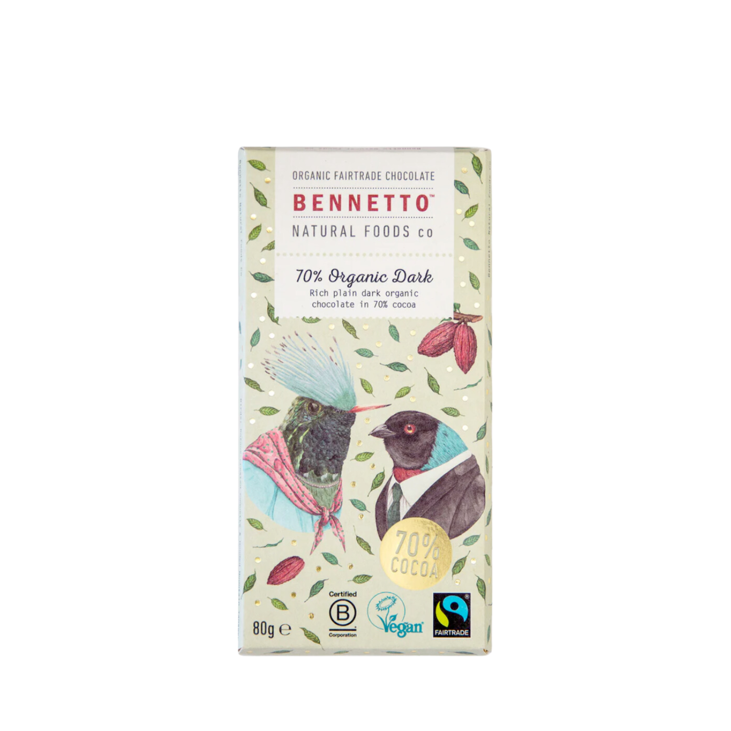 Bennetto 70% Organic Dark Chocolate 80g