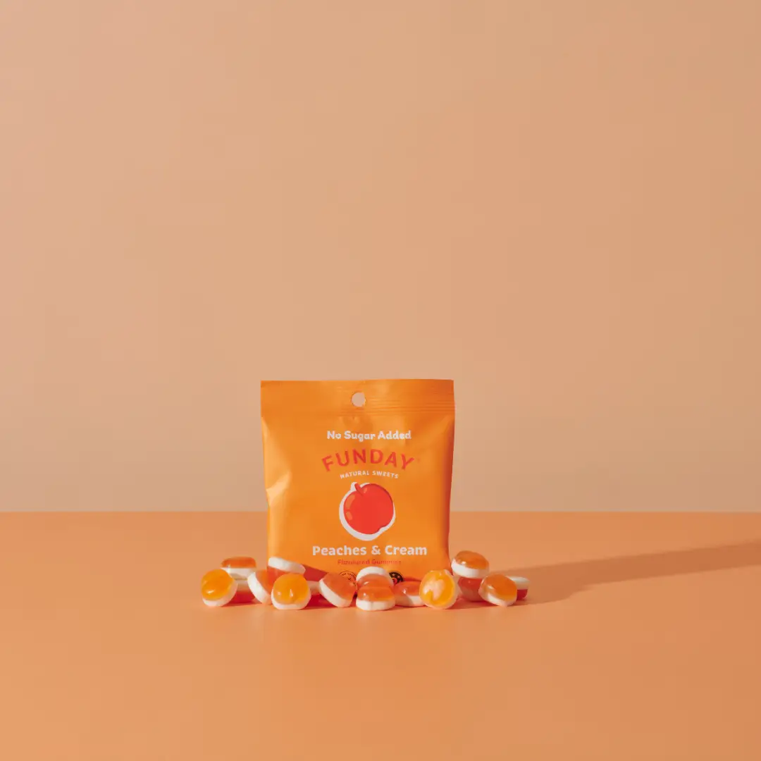 Funday Natural Sweets Peaches and Cream 50g Sugar-Free Gummies