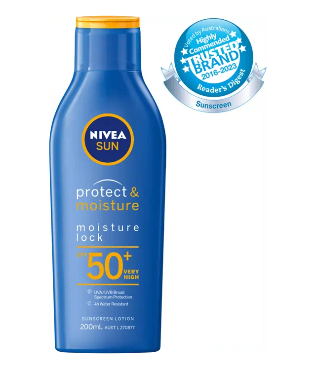 NIVEA Sun Protect & Moisture Lotion SPF50+ 200ml UVA/UVB Sunscreen Hydration Formula