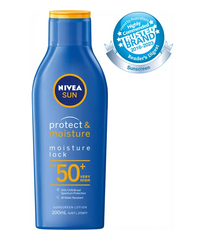NIVEA Sun Protect & Moisture Lotion SPF50+ 200ml UVA/UVB Sunscreen Hydration Formula