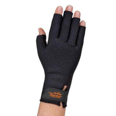 Ortho Thermic Compression And Heat Gloves Antimicrobial liner.,Not made with natural rubber latex.,Silicon beads on outer glove surface for improved gripping ability.,Wicks away moisture.