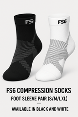 FS6 Compression Socks - Foot Sleeve Pair (S/M/L/XL) - Available in Black and White