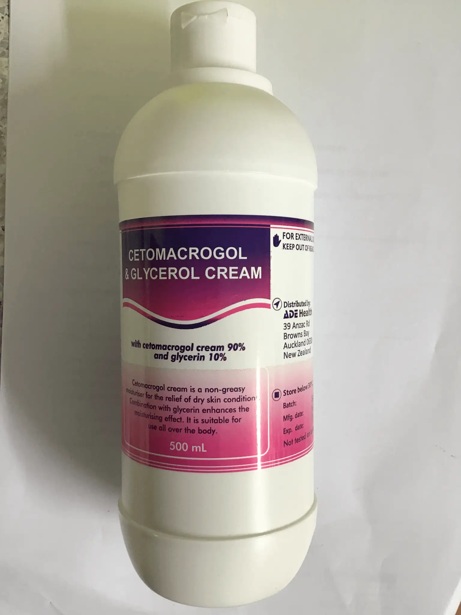 Cetomacrogol & glycerol Cream 500 ml issues