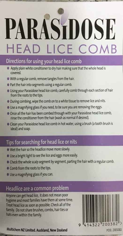 Parasidose head lice comb instructions for using lice removal comb for kids and adults.