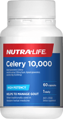 Nutralife Celery 10000 mg 60 Caps celery,celery capsules,Go Healthy Celery 16,Good Health Celery 12,gout,gout fighter,issues,nutralife celery