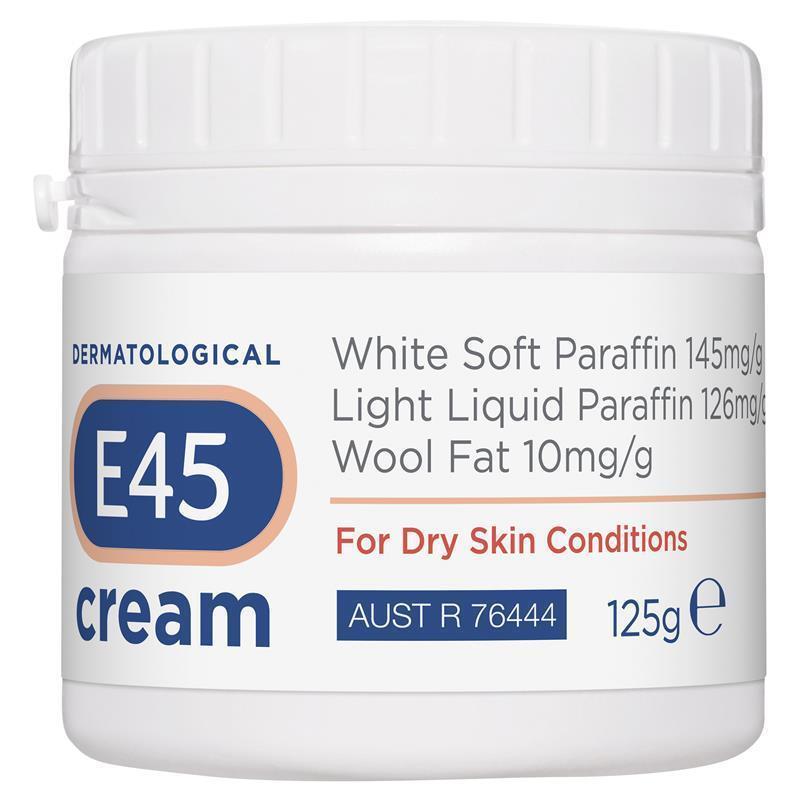 E45 Cream for Dry Skin Tub 125g dermatitis,dermatological cream,E45 Cream,easily absorbed by skin,eczema,issues,medical grade ingredients,moisturiser,reduces skin dryness,Triple active moisturiser