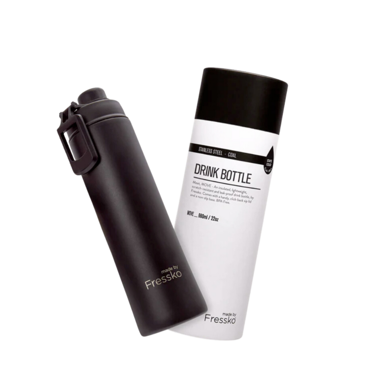 Fressko Move Drink Bottle Coal 660ml Sip Lid