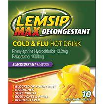 Lemsip Max Cold & Flu Decongestant Hot Drink Blackcurrant 10 Pack - DominionRoadPharmacy