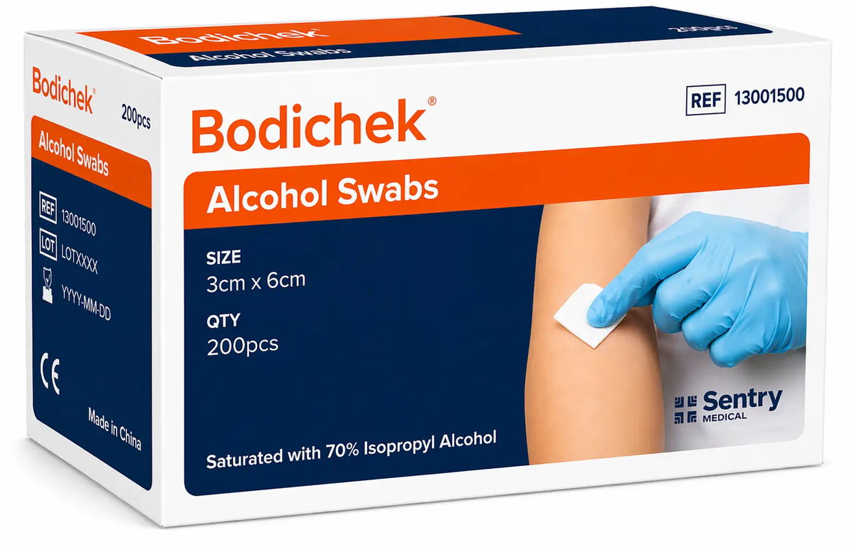 Bodichek Alcohol Swabs Pre-moistened For Quick Cleansing Alcohol Swabs (3x6 cm, 200 pcs)