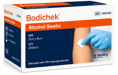 Bodichek Alcohol Swabs Pre-moistened For Quick Cleansing Alcohol Swabs (3x6 cm, 200 pcs)