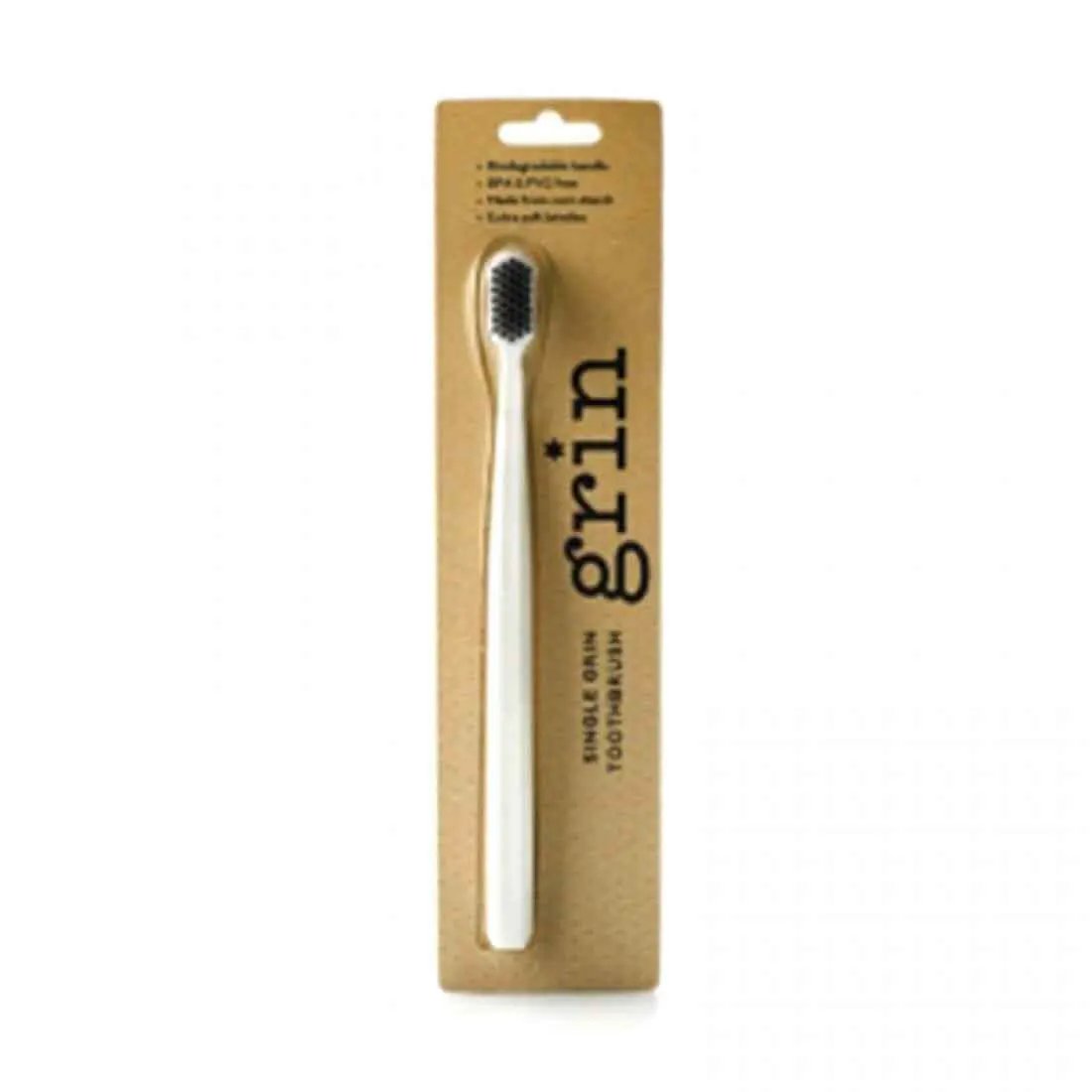 Grin High Density Bincho Charcoal Bristle Toothbrush - Ivory Bincho,Charcoal,Charcoal Bristle,Grin,High Density,Ivory