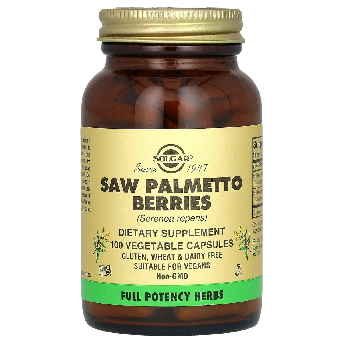 Solgar Saw Palmetto Berries Prostate Support VegeCapsules 100 Count