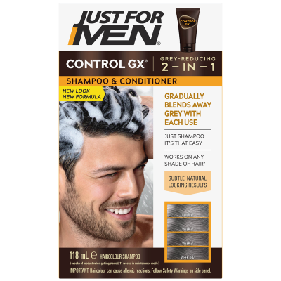 Just For Men Control GX Grey Reducing Gradually Blends Away Grey 2 In 1 Shampoo And Conditioner 118ml