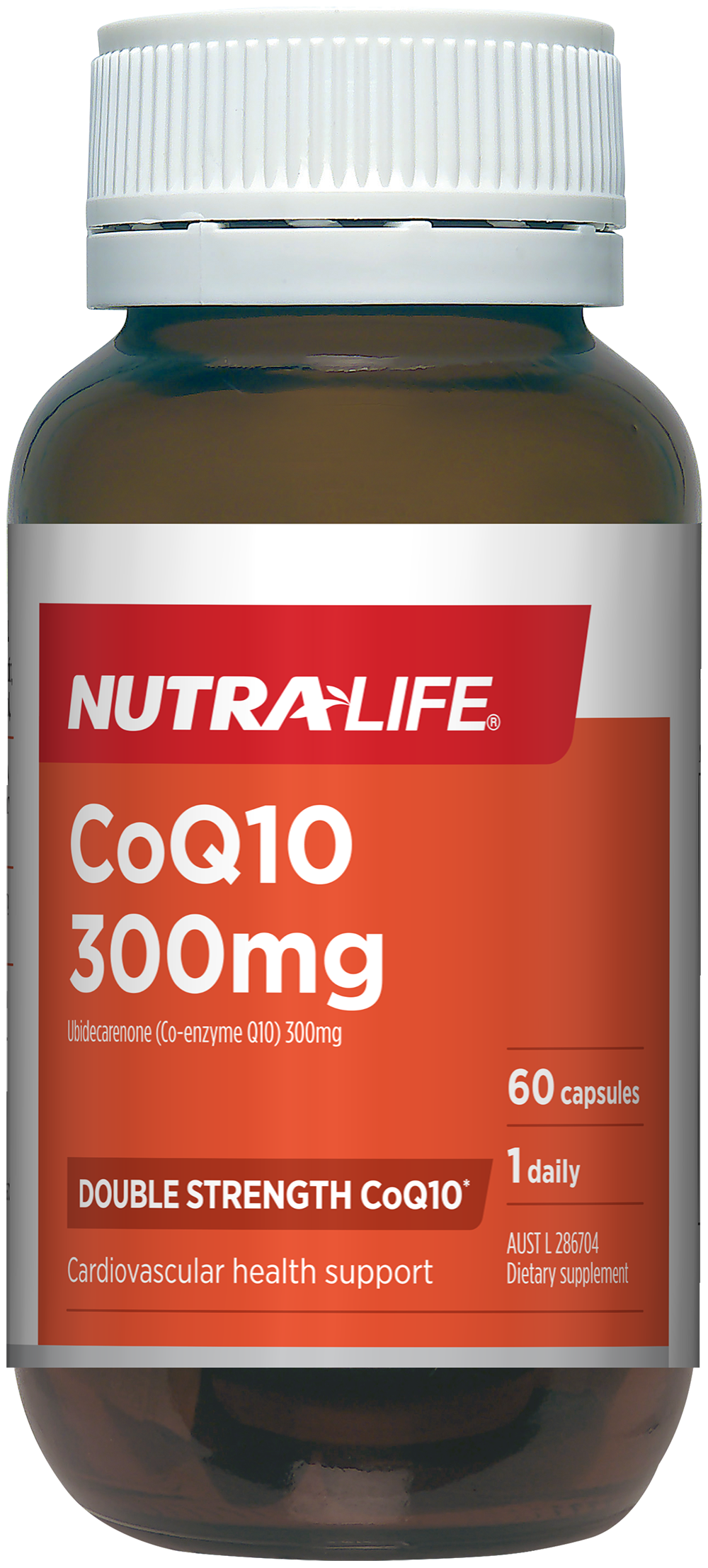 Nutralife CoQ10 heart health capsules 300mg bottle with 60 capsules for cardiovascular health support