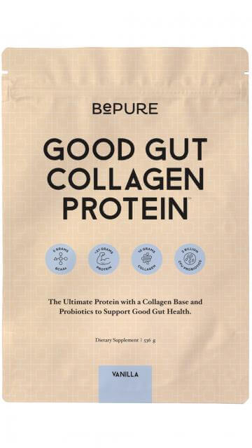 BePure Good Gut Collagen Protein Vanilla Refill Bone and joint health,collagen,collagen formula,collagen powder,Collagen Protein,Collagen Protein Chocolate,collagen repair,collagen sachets,collagen support,Digestion and bloating,Exercise performance,Good