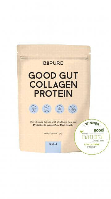 BePure Good Gut Collagen Protein Vanilla Refill Bone and joint health,collagen,collagen formula,collagen powder,Collagen Protein,Collagen Protein Chocolate,collagen repair,collagen sachets,collagen support,Digestion and bloating,Exercise performance,Good