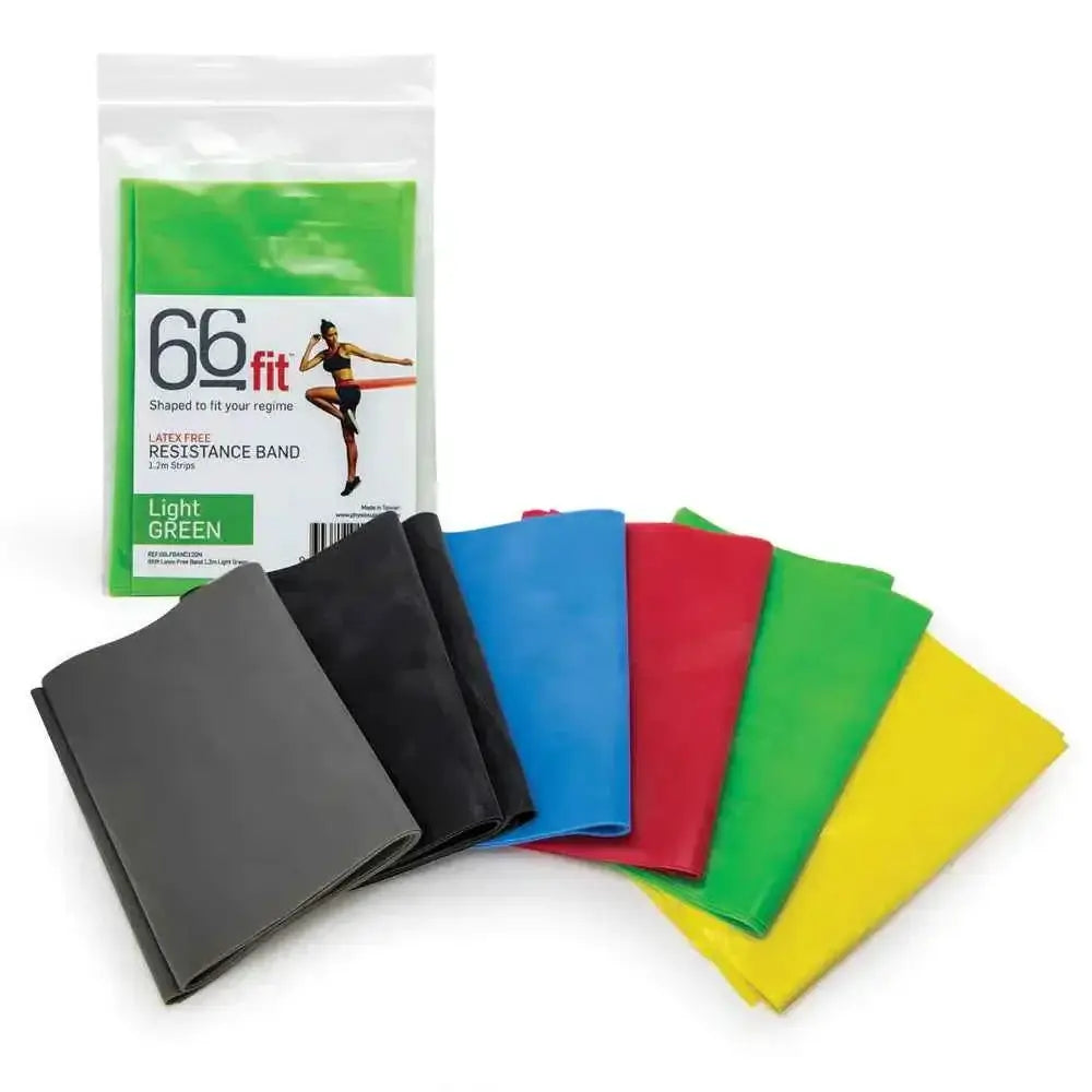 66fit Latex Free Resistance Exercise Band 1.2m Available in 6 colour,improve muscle strength,levels of resistance,range of motion