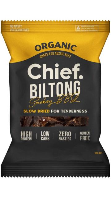 Chief Nutrition Biltong Smokey BBQ High-Protein Beef Snack (90g)