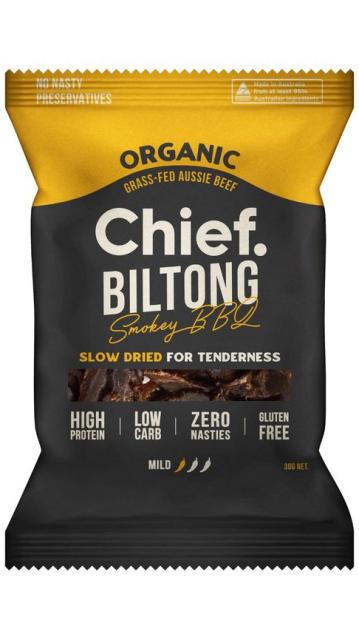 Chief Nutrition Biltong Smokey BBQ High Protein Beef Snack 30g