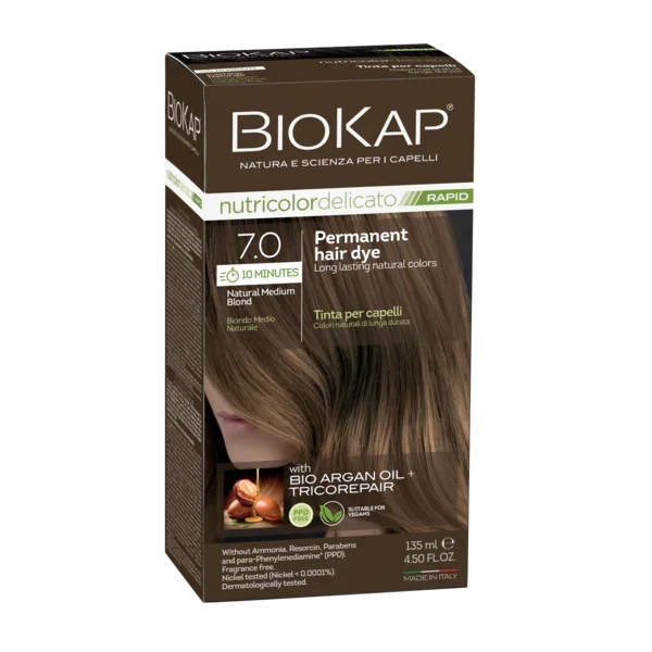 BioKap Delicato Rapid 7.0 Natural Medium Blond Hair Dye 135ml