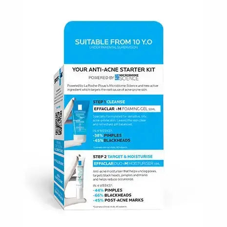 La Roche-Posay's Effaclar Anti-acne Starter Kit Acne-Prone,all skin tones,Anthelios Ultra Cream Xl Spf 50+ 50ml,Anthelios Ultra-light Invisible Fluid Tinted Spf50+ 50ml,Anthelios Uv Clear Sunscreen Spf 50,Anti-acne Starter Kit,Anti-redness,Caring Wash Hyd