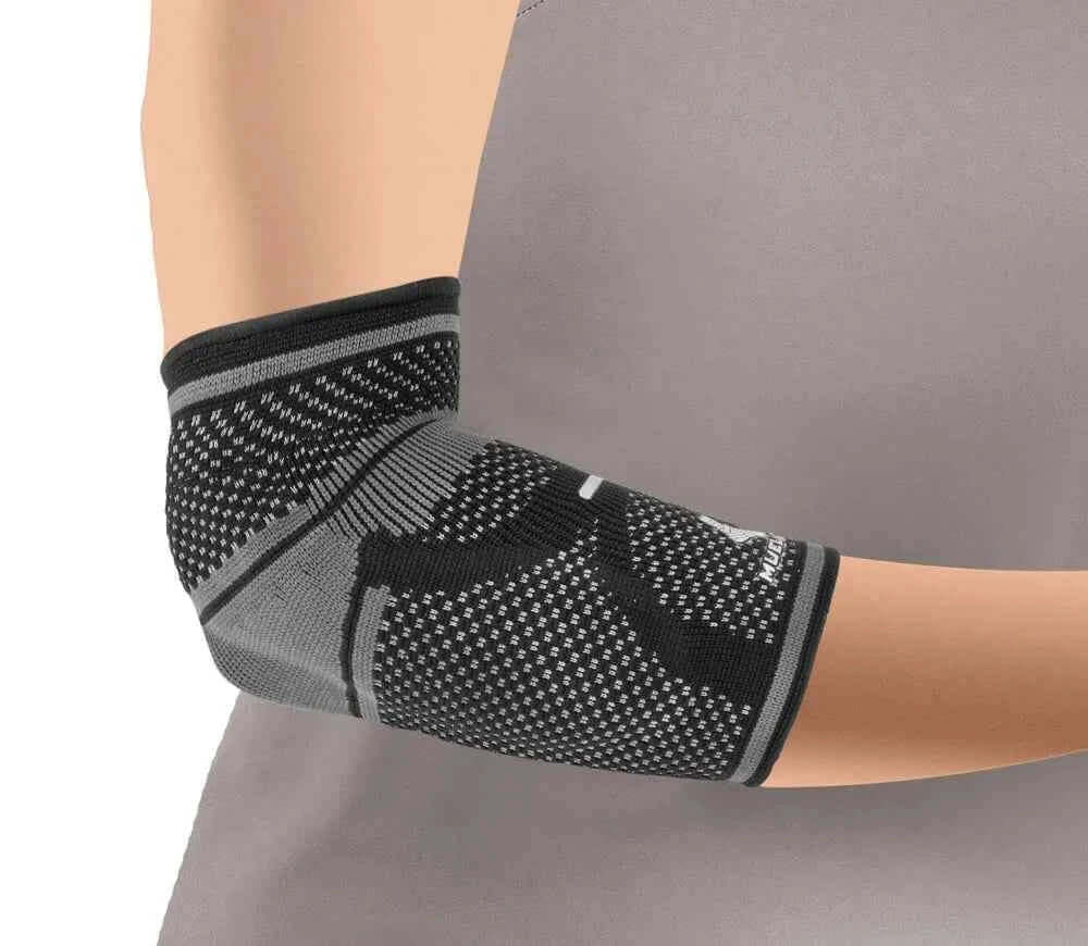 Mueller Omniforce Elbow Support E-700 Helps provide support and compression to the elbow.,Nylon 32%,Spandex 22%,TPR Gel 46%