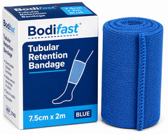 Bodifast Tubular Retention Bandage 7.5cm x 2m Blue Breathable, Secure Dressing Retention