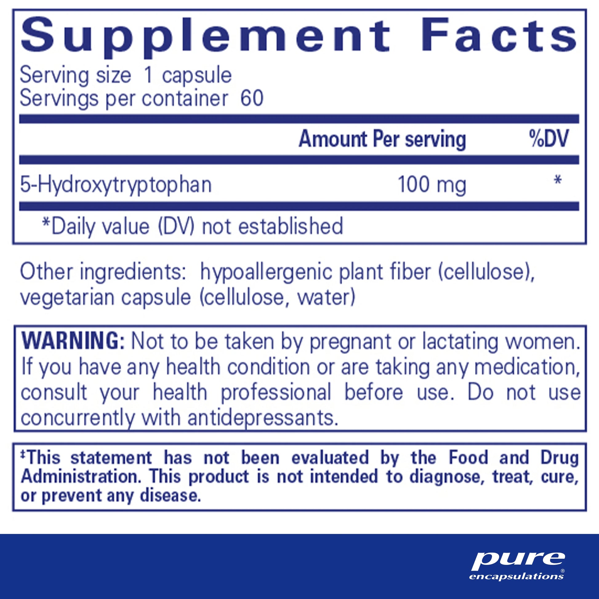 Pure Encapsulation 5 HTP 100 mg 60 Caps