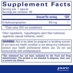 Pure Encapsulation 5 HTP 100 mg 60 Caps 5htp,enhanced serotonin levels,healthy appetite,healthy eating behavior,healthy sleep,issues,mood,mood care,Supports emotional well-being