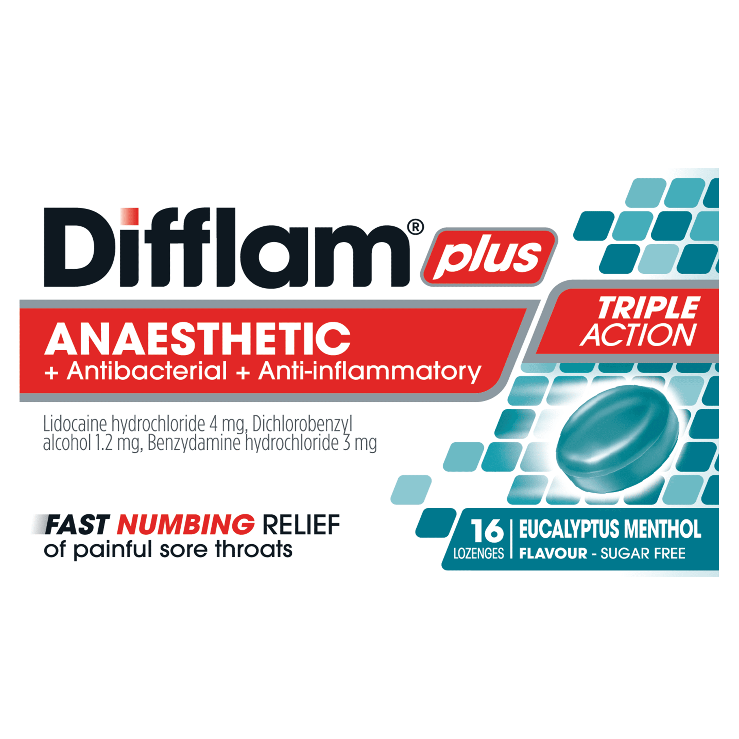 Difflam Plus Anaesthetic Eucalyptus Menthol Lozenges