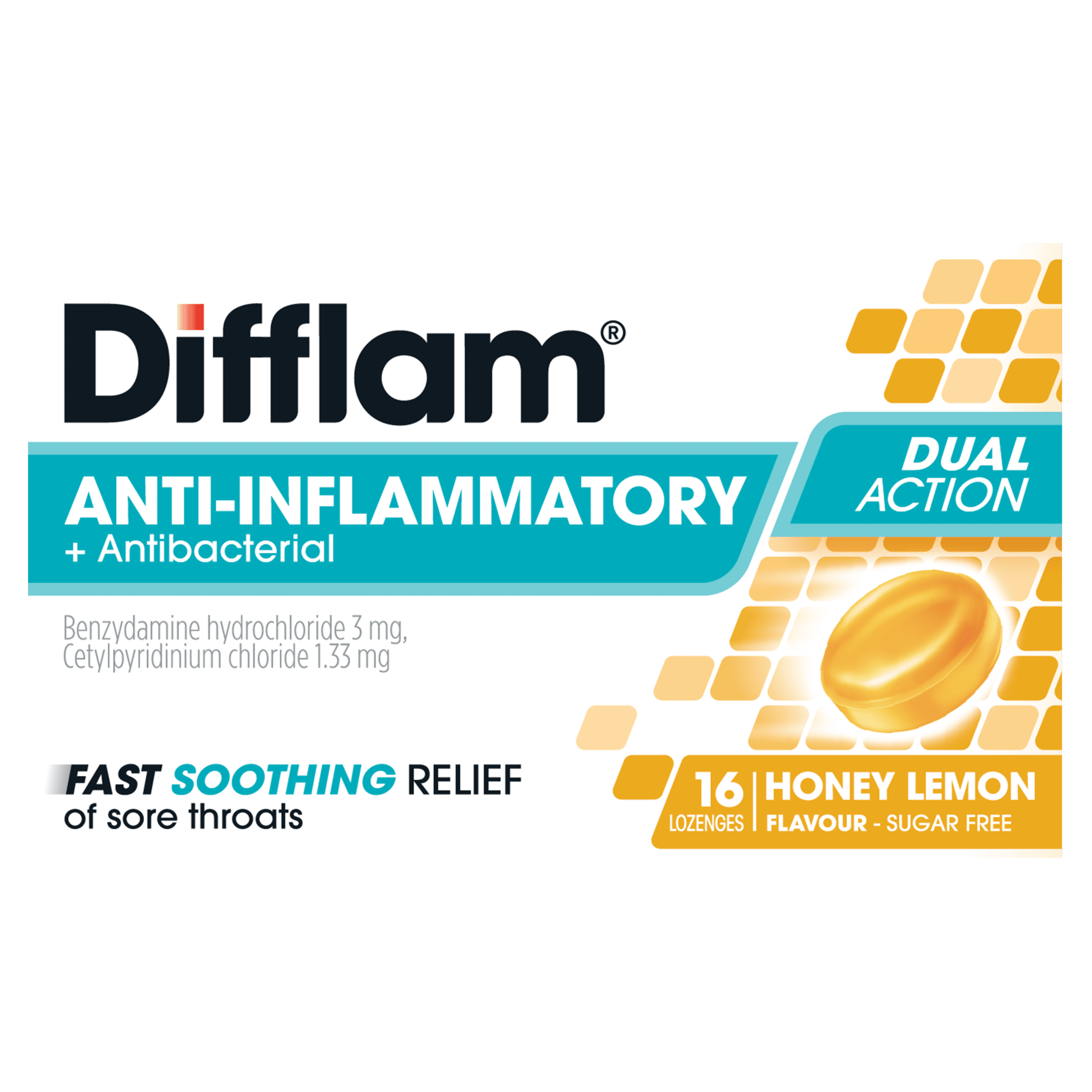 Difflam Anti-Inflammatory Lozenges Honey & Lemon 32 Pack