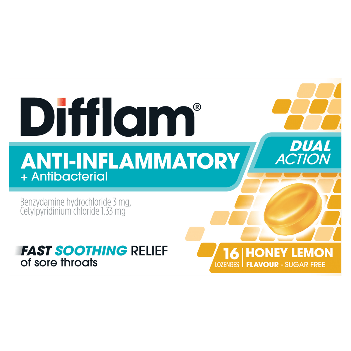 Difflam Anti-Inflammatory Lozenges Honey & Lemon 32 Pack