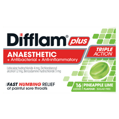Difflam Plus Anaesthetic Pineapple Lime Lozenges