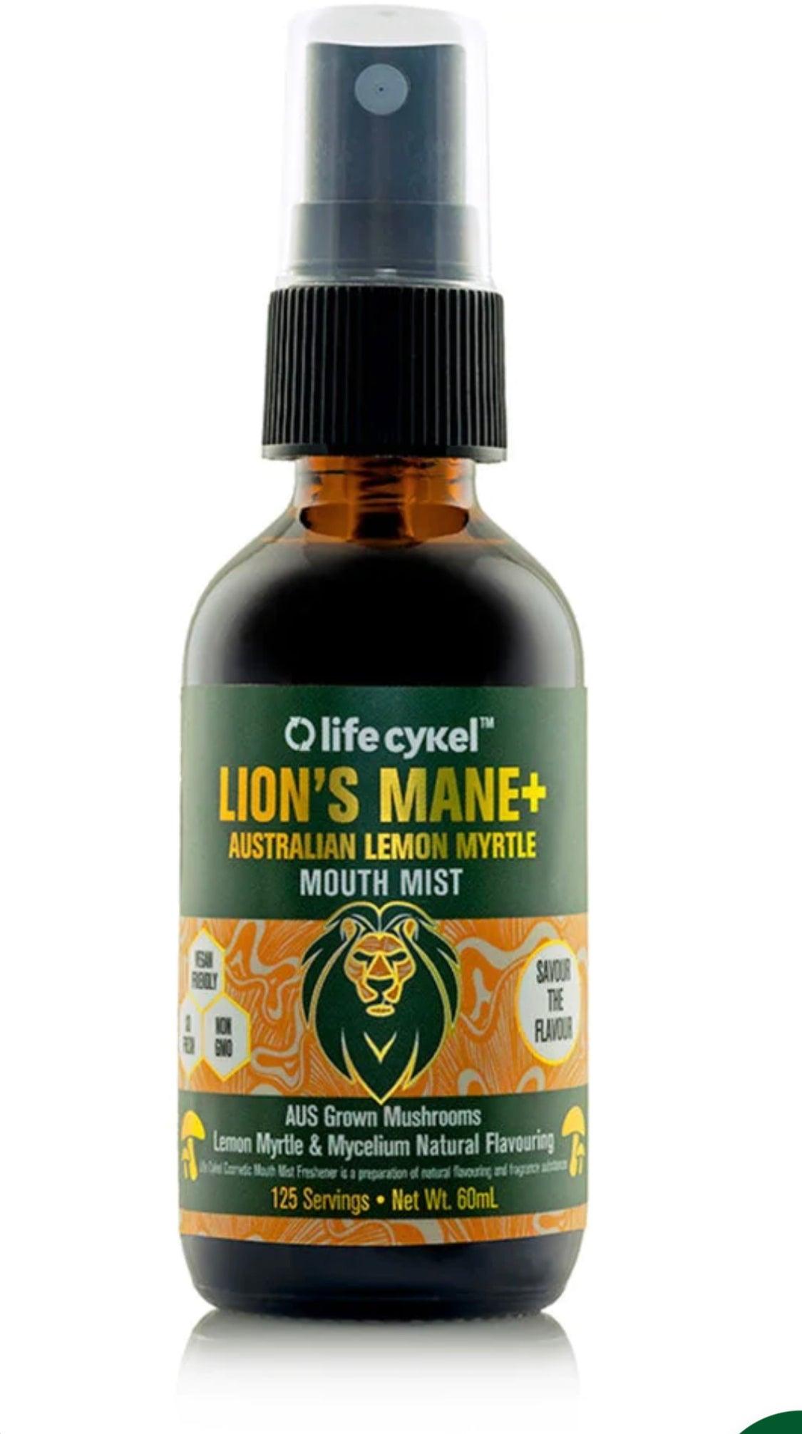 life cyKel Lion's Mane and Lemon Myrtle Mouth Mist 60ml