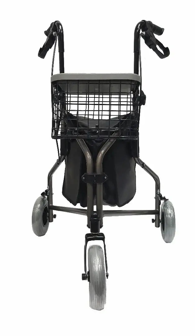 Allied Medical Tri Walker - Replacement Tray A wire basket,High strength aluminium tubing,Pull to lock squeeze hand brakes,three wheeled aluminium walker