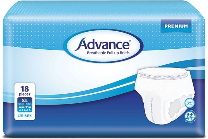 Advance® Breathable Pull-up Briefs 3D funnel acquisition layer,anatomically shaped briefs,Breathable cloth-like materials,comfort and discretion,Double anti-leak cuffs,fast and even absorption,Fully elasticated,issues,leakage protection