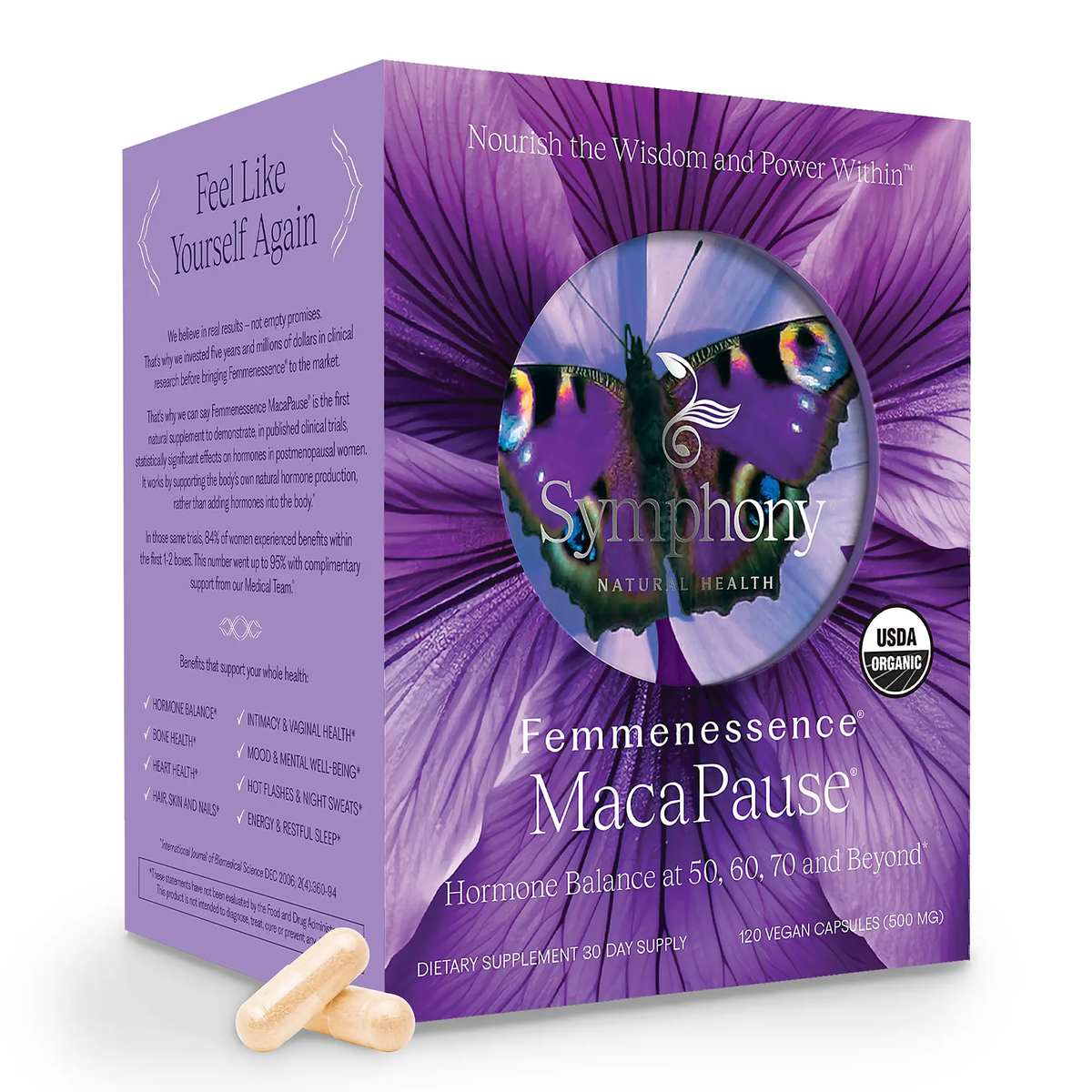 Femmenessence MacaPause postmenopause supplement hero view