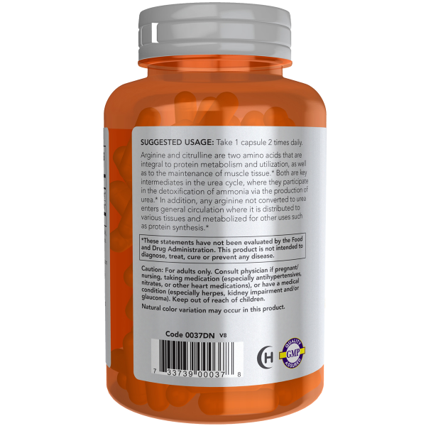 Now Arginine &amp; Citrulline 500mg/250mg 120VC