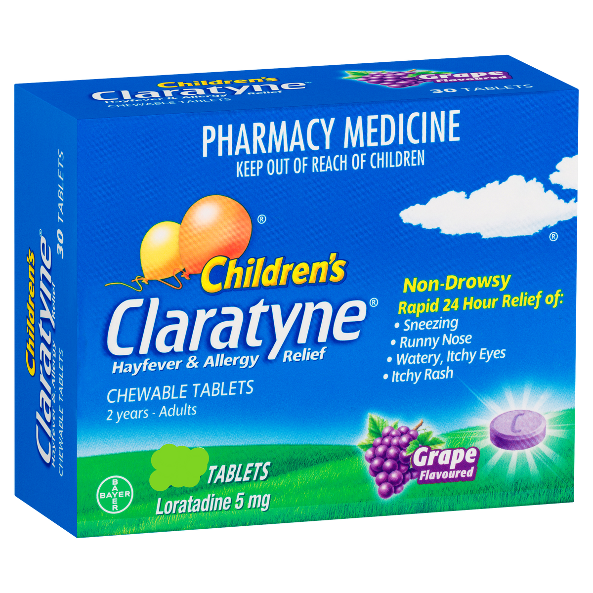 Claratyne Childrens Chewable Grape 10 allergy,claratyne,cold,issues,runny nose