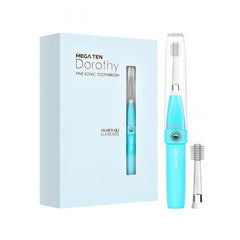 MEGA TEN Dorothy Fine Sonic Toothbrush Blue Set (Includes Body + 2 Replacement Brush Heads)